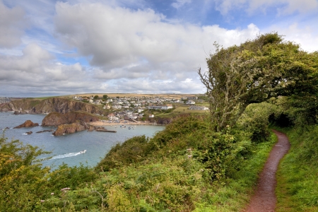 Looking towards the popular seaside resort of Hope Cove, Devon, England 