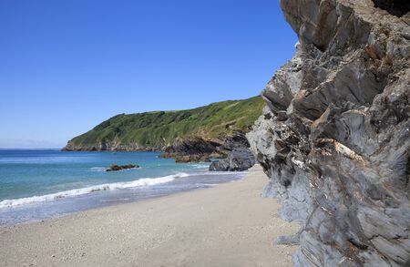 Summertime at Lantic Bay, Cornwall, England の写真素材