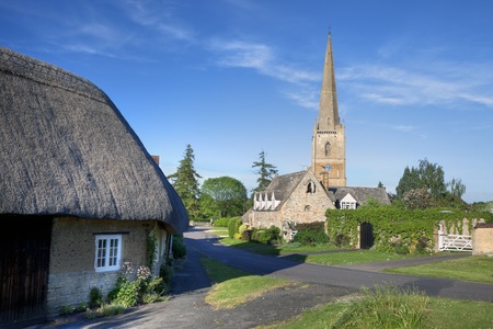 The tall church at Tredington, Warwickshire, England の写真素材