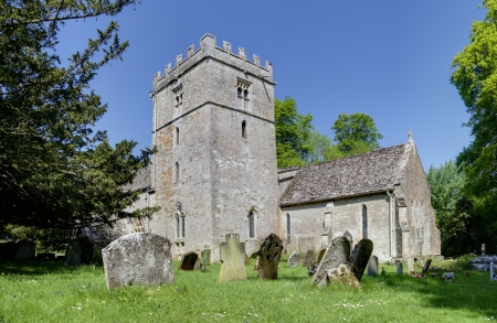 11th Century Cotswold church at Oddington, Gloucestershire, England の写真素材