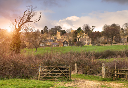The pretty North Cotswold village of Bourton-on-the-Hill near Moreton-in-Marsh, Gloucestershire, England.の写真素材
