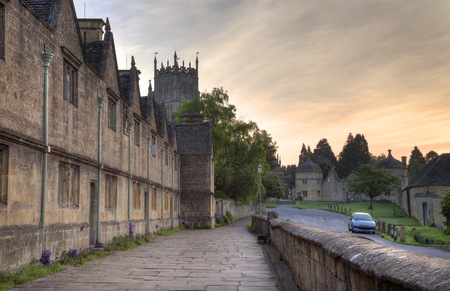 Almshouses at the Cotswold town of Chipping Campden, Gloucestershire, England の写真素材