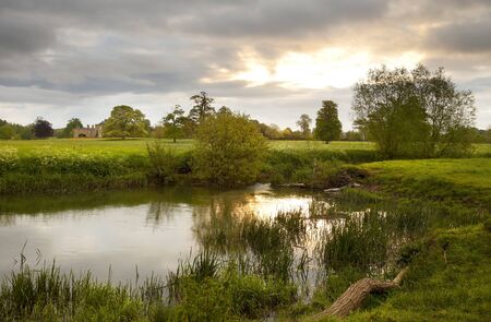 River Stour at Preston on Stour, Warwickshire, England のeditorial素材