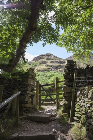 Gate to Hallin Fell, Ullswater, the Lake District, Cumbria, England.の写真素材