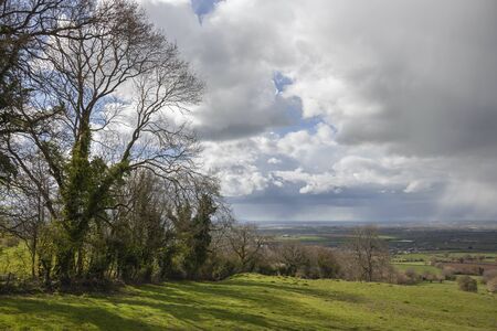 Cotswold landscape with hail storm near Chipping Campden, Gloucestershire, England