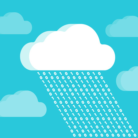 Cloud and rain consisting of numbers against the teal background. Conceptual illustration suitable...