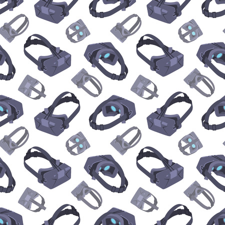 Seamless pattern with the virtual reality headsets. The layout is fully editableのイラスト素材