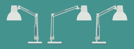 Set of the desk lamps. The objects are isolated against the green background and shown from different sidesのイラスト素材