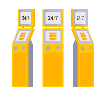 Set of the payment terminals. The objects are isolated against the white background and shown from different sidesのイラスト素材