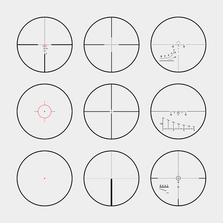 Set of the real gun sights. The objects are isolated against the white backgroundのイラスト素材