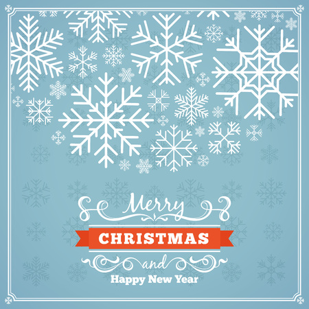 Vector christmas decorating design made of snowflakes. Colorful card template with copy spaceのイラスト素材