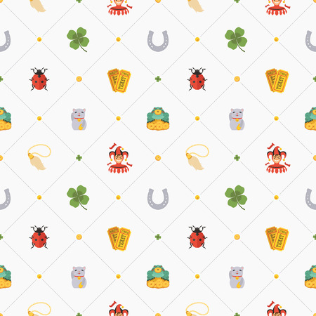 Seamless pattern with Lucky Charms against the white background. The layout is fully editableのイラスト素材