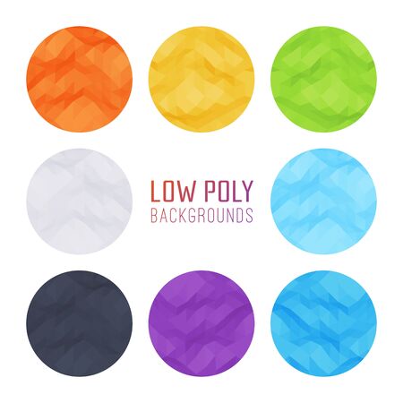 Set of the colored abstract geometric rumpled triangular low poly style vector backgroundsのイラスト素材