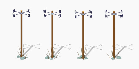 Navigation pole. 3D lowpoly isometric vector illustration. The set of objects isolated against the white background and shown from different sidesのイラスト素材