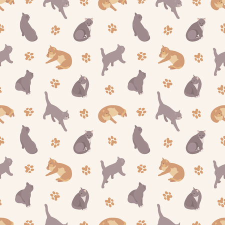 Seamless pattern with the cats. The layout is fully editableのイラスト素材