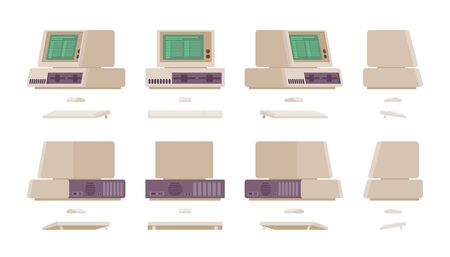 Set of old personal computerのイラスト素材