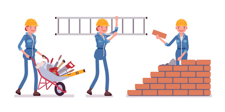 Set of female construction workerのイラスト素材