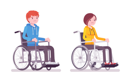Male and female young wheelchair userのイラスト素材