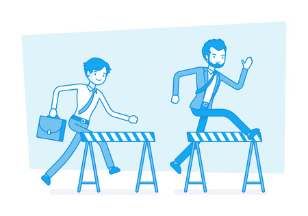Businessmen running over obstacles.のイラスト素材