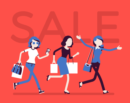 Sale season in the store illustration on red background.のイラスト素材