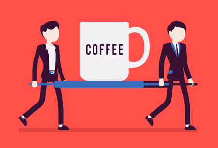 Emergency coffee cup on stretcherのイラスト素材
