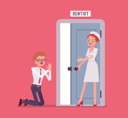 Man at dentist doorのイラスト素材