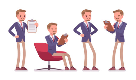 Male office secretary doing administrative work isolated on a white backgroundのイラスト素材