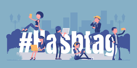 Hashtag, young people using social media