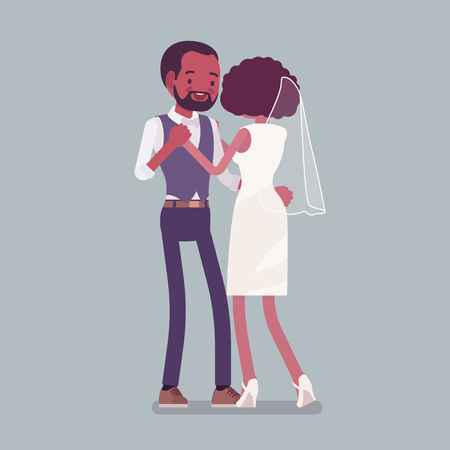 Bride And Groom First Dance On Wedding Ceremony African American