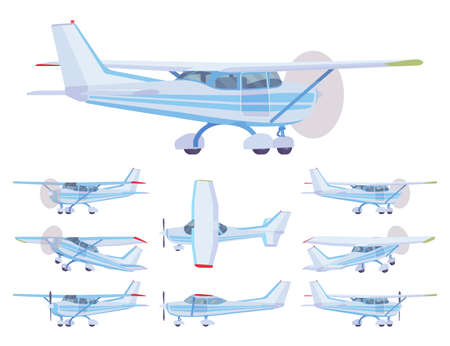 Light aircraft, blue stripe plane livery setのイラスト素材