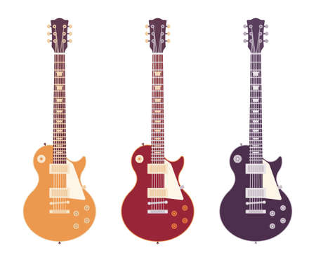 Electric guitar set, musical instrument jazz, pop, rock, country musicのイラスト素材