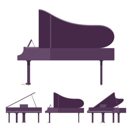 Grand piano, black large classic musical instrumentのイラスト素材