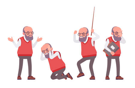 Old teacher, negative emotions, male senior professor, university, school tutorのイラスト素材