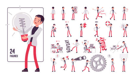 Businessman, smart male office worker character set pose sequences.のイラスト素材