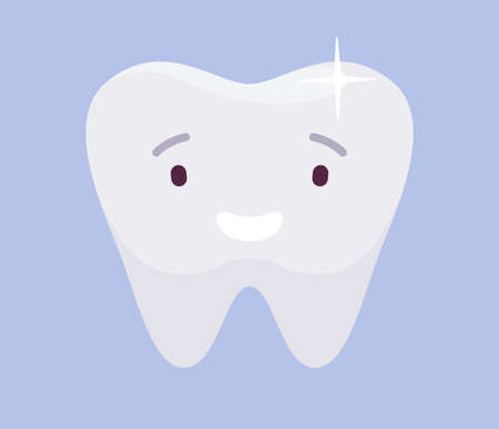 White healthy happy giant tooth, clean and strong stomatology symbolのイラスト素材