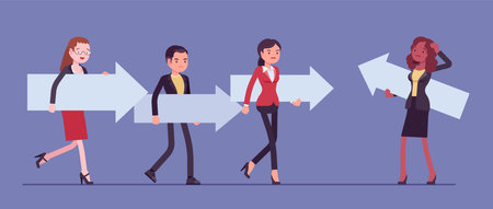 Business people, majority and minority in social group, opposite directionのイラスト素材