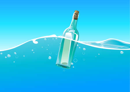 water wave and bottleのイラスト素材