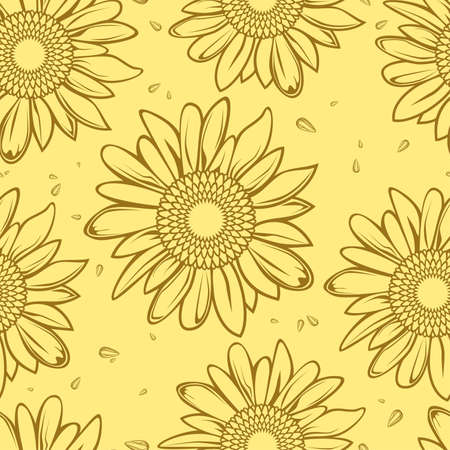sunflower seamless backgroundのイラスト素材