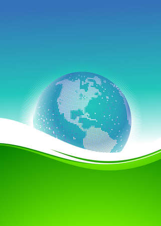 abstract background and pixel globeのイラスト素材