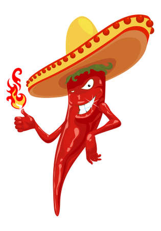 Illustration for hot chili pepper with fire - Royalty Free Image