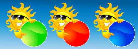 vector illustration if cartoon sun with color buttonのイラスト素材