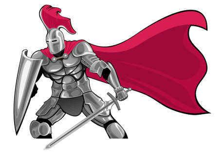 armored knight with sword and shieldのイラスト素材