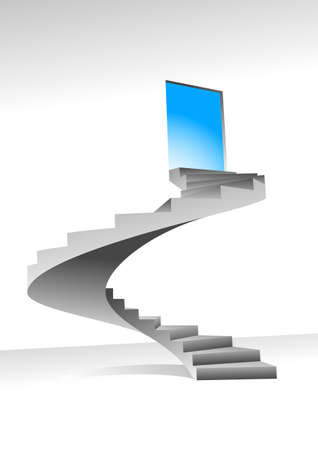 Stairs to up for bright shining door,  illustration can be scale to any sizeのイラスト素材