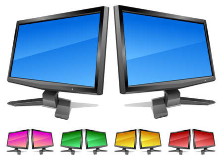 Modern led-monitors with clear color screens. Vector   can be scale to any size and easy to edit.のイラスト素材