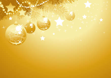 Chrismas tree branch with golden balls.   illustration can be scale to any size.のイラスト素材