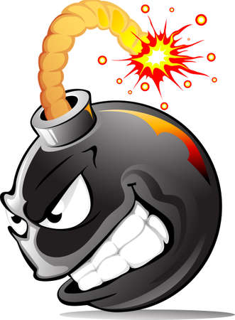 Very evil cartoon bomb ready to explode!のイラスト素材