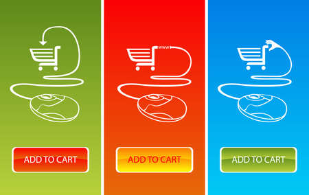 Three color banners with shopping cart symbolのイラスト素材
