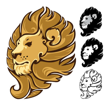 Lion head symbols, emblem or design template. Vector illustration.のイラスト素材
