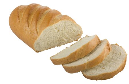 Long loaf sliced bread isolated on white