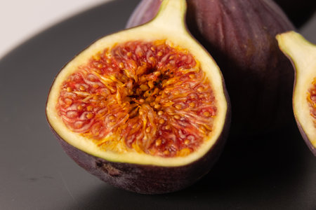 Figs on a plate, figs in section. High quality photo